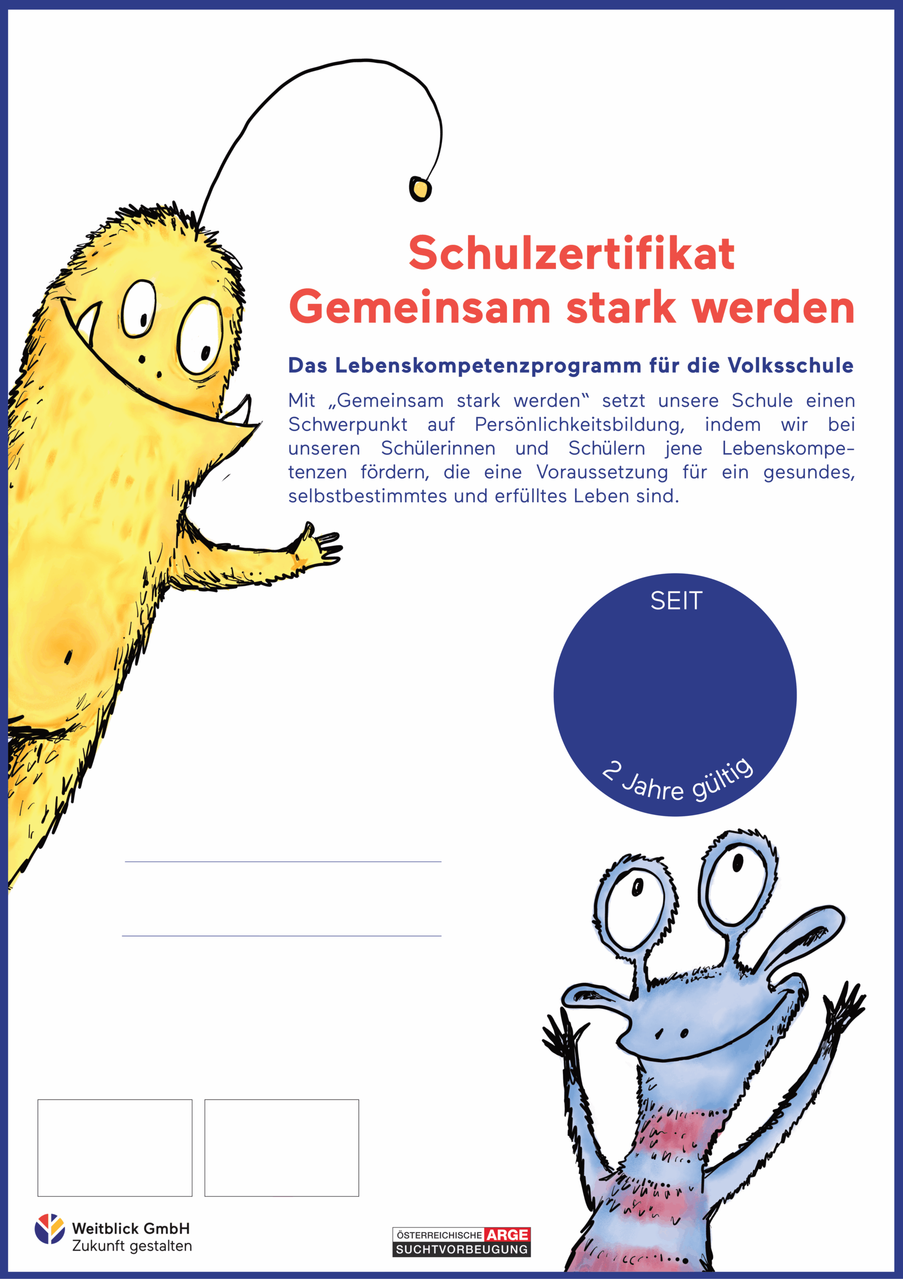 Muster des Schulzertifikats Gemeinsam stark werden – primar